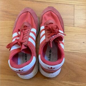 Adidas Scarlet and White Trainers